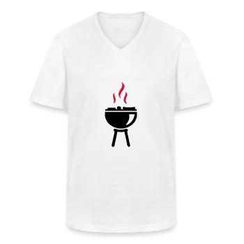 BBQ - Men's V-Neck T-Shirt - white - Front - AI Model Male 185 light (185cm)