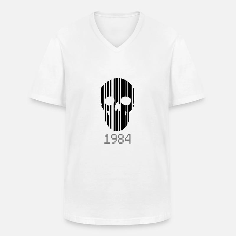 barcode Schädel 1984 - Männer-T-Shirt mit V-Ausschnitt - Weiß