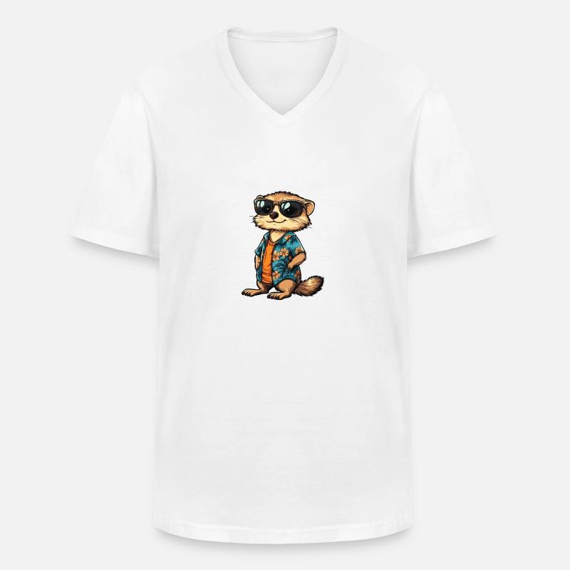 Erdmännchen Cool Sommer - Männer-T-Shirt mit V-Ausschnitt - Weiß