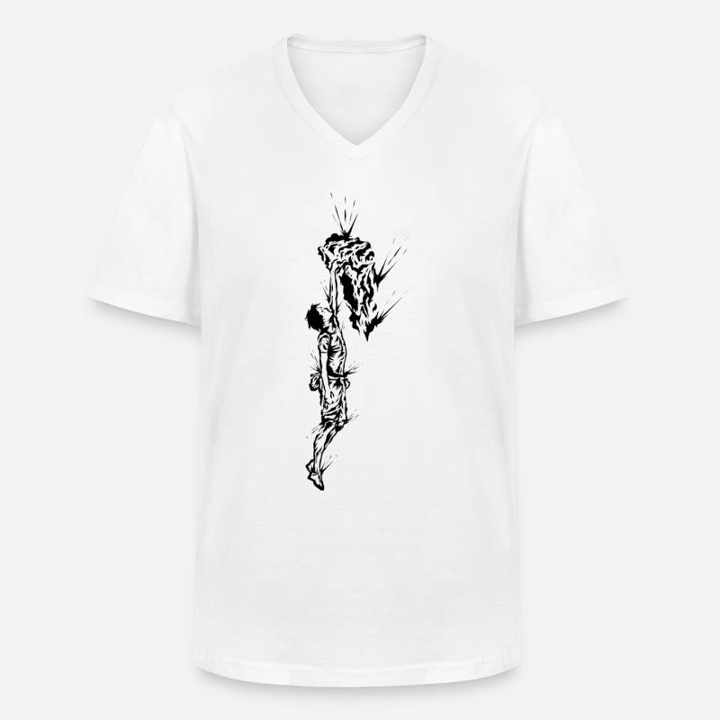 Klettern Bouldern - Männer-T-Shirt mit V-Ausschnitt - Weiß