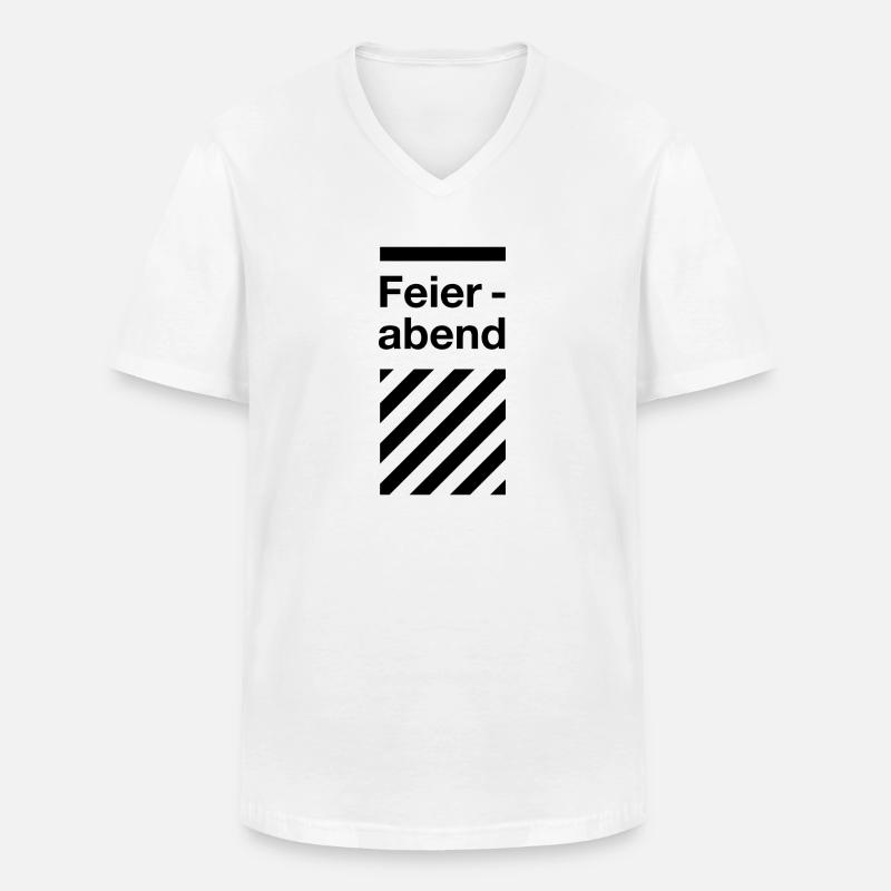 Feierabend - Black - Männer-T-Shirt mit V-Ausschnitt - Weiß