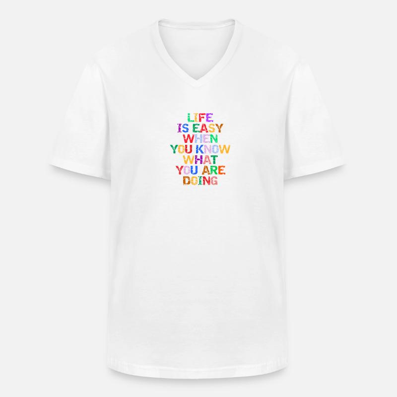 DAS LEBEN IST EINFACH - Männer-T-Shirt mit V-Ausschnitt - Weiß