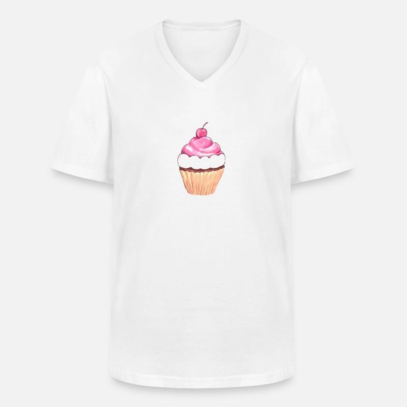 Cupcake mit Kirsche - Männer-T-Shirt mit V-Ausschnitt - Weiß