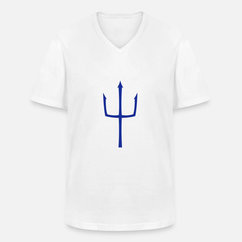 neptune.trident - Männer-T-Shirt mit V-Ausschnitt - Weiß