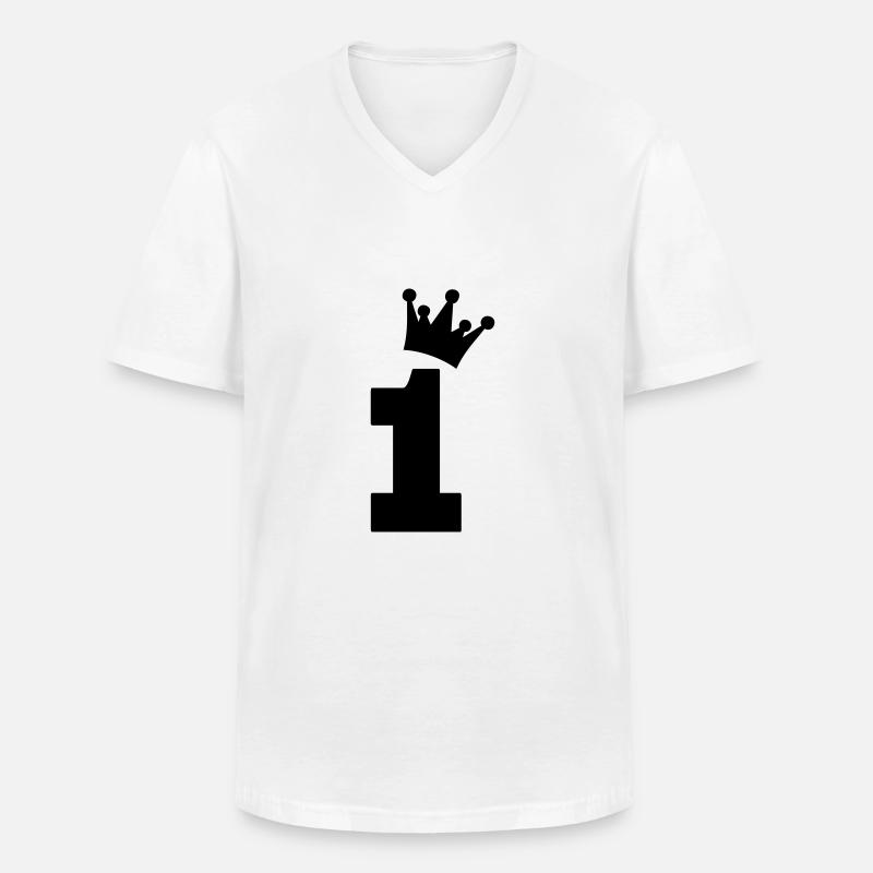 one 1 eins - Männer-T-Shirt mit V-Ausschnitt - Weiß