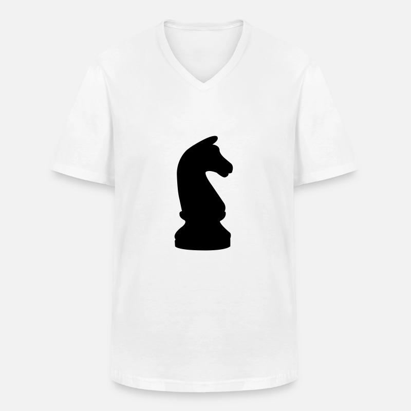 schach_pferd - Männer-T-Shirt mit V-Ausschnitt - Weiß