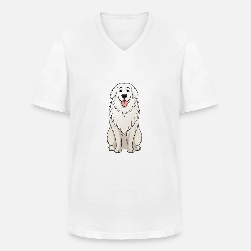 Ruhige Große Pyrenäen Digitale Kunst - Männer-T-Shirt mit V-Ausschnitt - Weiß
