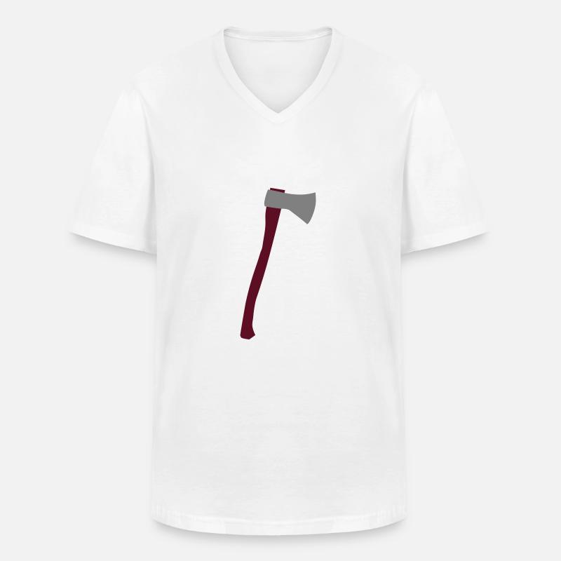 Axt - Männer-T-Shirt mit V-Ausschnitt - Weiß