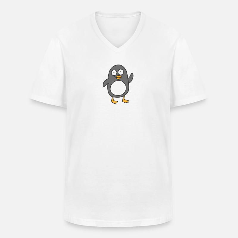 Pinguin - Männer-T-Shirt mit V-Ausschnitt - Weiß