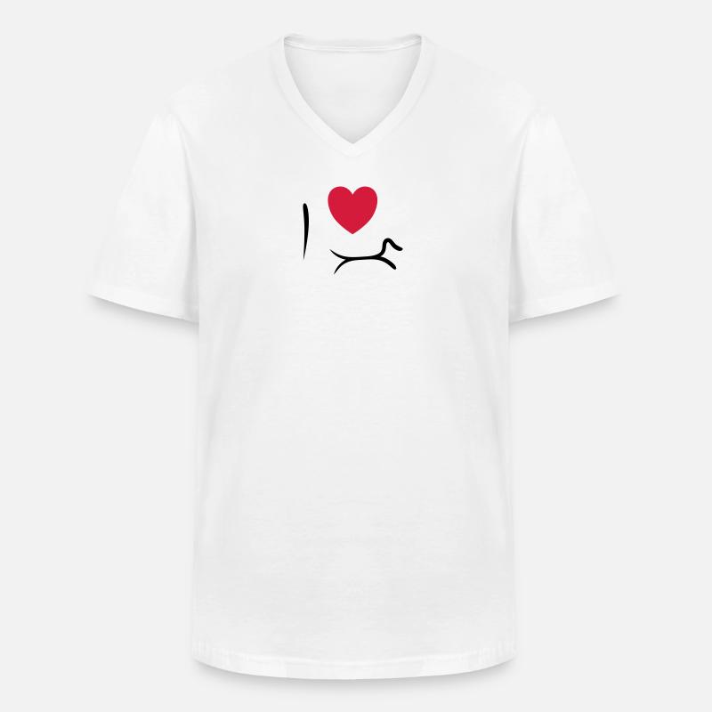 Ich liebe Dackel - Männer-T-Shirt mit V-Ausschnitt - Weiß