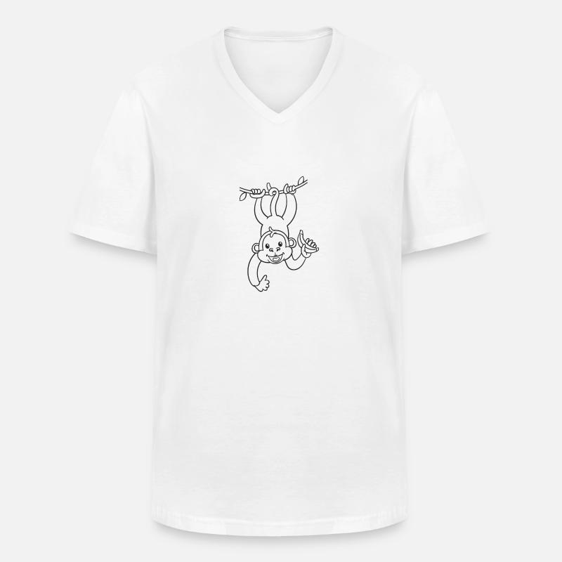 Affe, Affen, Banane, Geschenk - Männer-T-Shirt mit V-Ausschnitt - Weiß