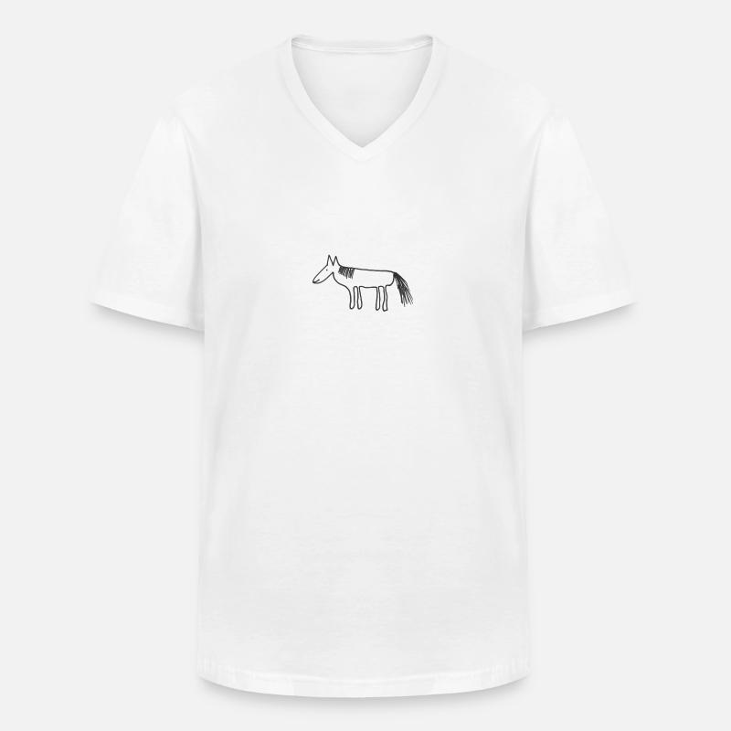 Pferd - Männer-T-Shirt mit V-Ausschnitt - Weiß