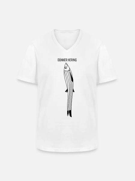 Dünner Hering (a) - Männer-T-Shirt mit V-Ausschnitt - Weiß