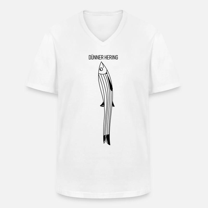 Dünner Hering (a) - Männer-T-Shirt mit V-Ausschnitt - Weiß