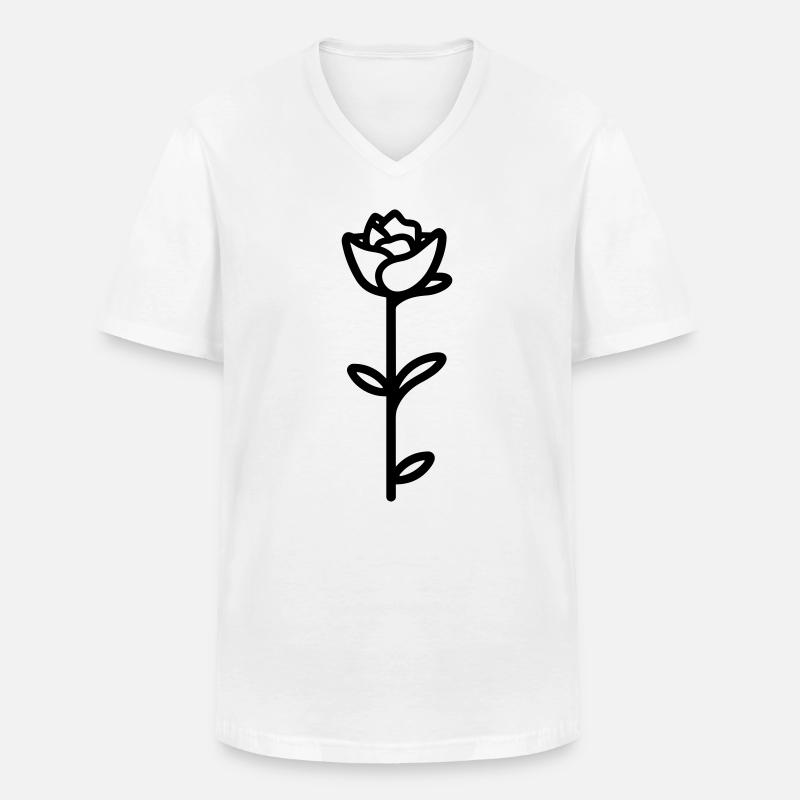 Rosa Blume - Männer-T-Shirt mit V-Ausschnitt - Weiß