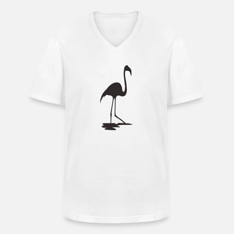 Flamingo Schwarz - Männer-T-Shirt mit V-Ausschnitt - Weiß