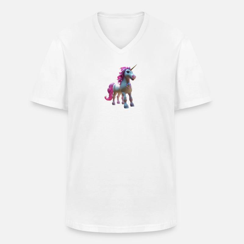 Einhorn - Männer-T-Shirt mit V-Ausschnitt - Weiß