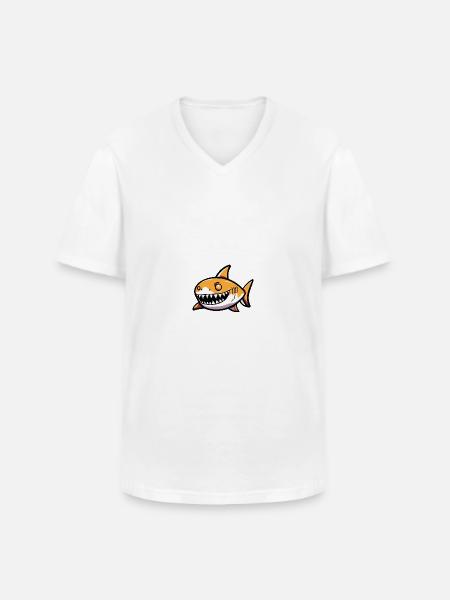 Requin Halloween Animal - T-shirt col V Homme - blanc