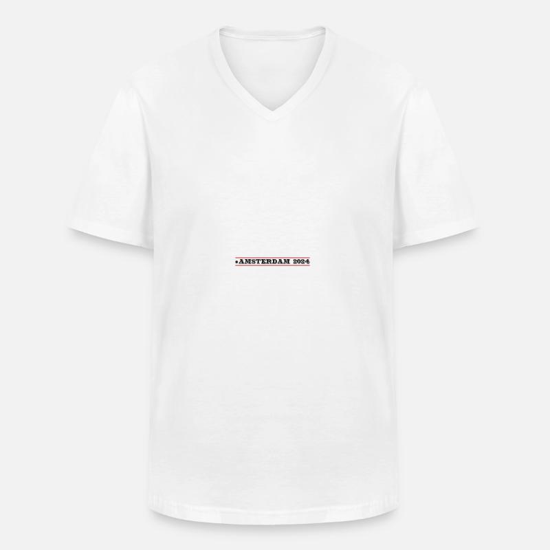 Amsterdam 2024 - Männer-T-Shirt mit V-Ausschnitt - Weiß