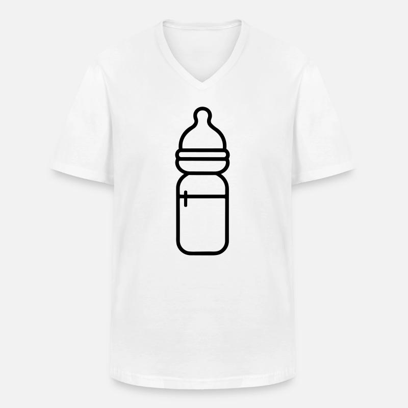 Flasche - Männer-T-Shirt mit V-Ausschnitt - Weiß