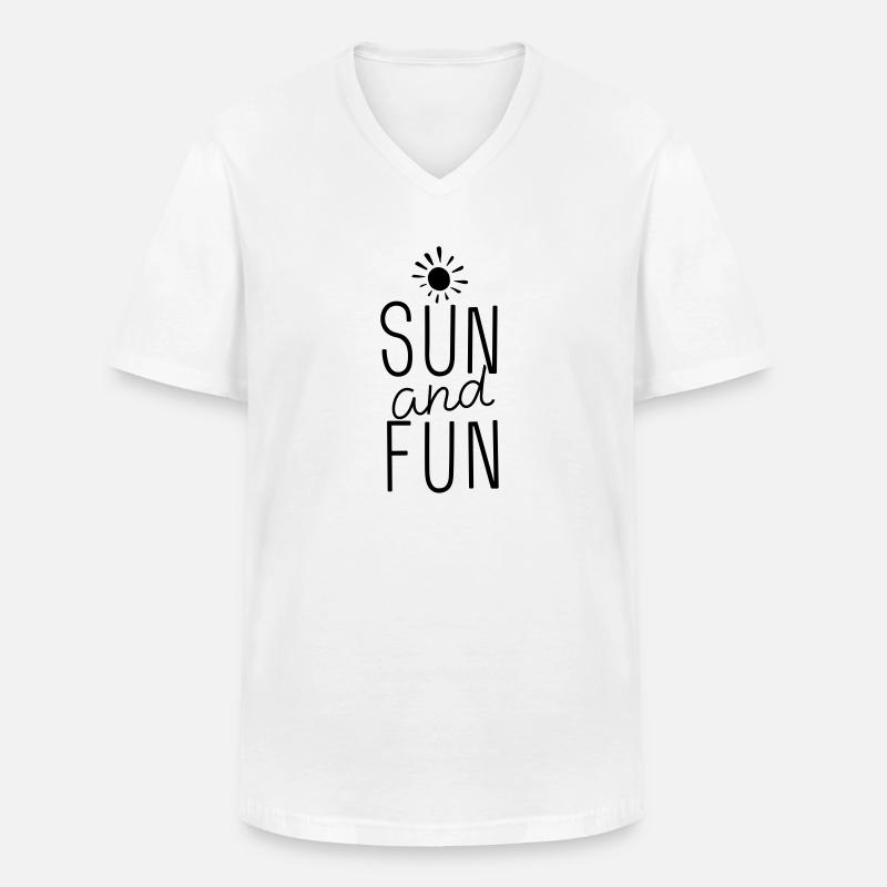 SONNE und SPASS - Männer-T-Shirt mit V-Ausschnitt - Weiß