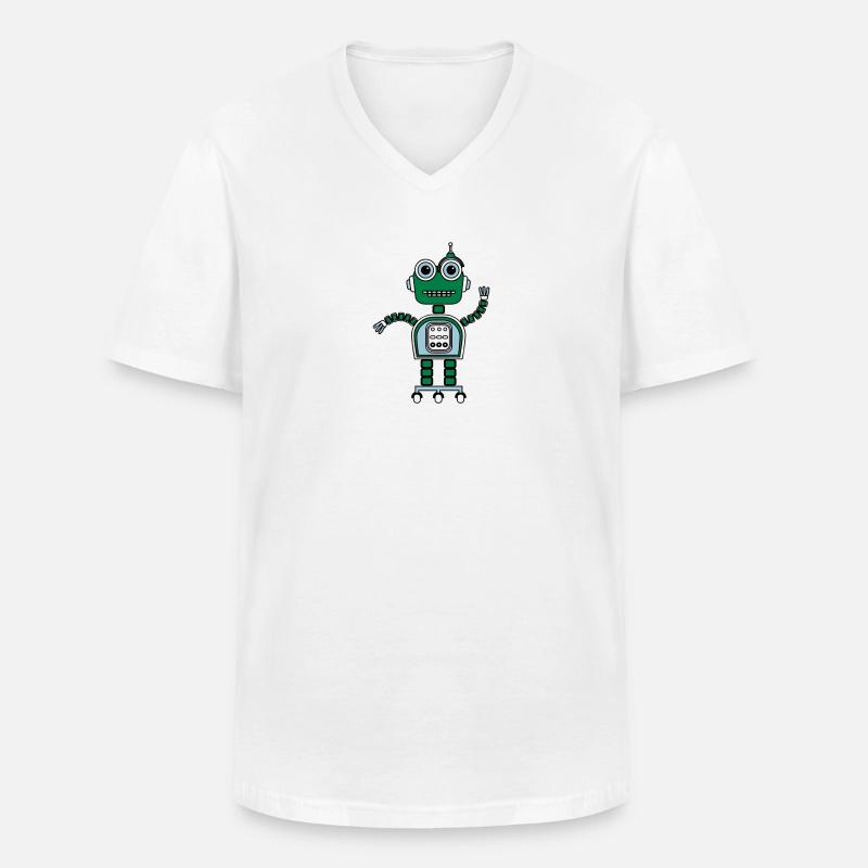 Cartoon cute robot - Männer-T-Shirt mit V-Ausschnitt - Weiß