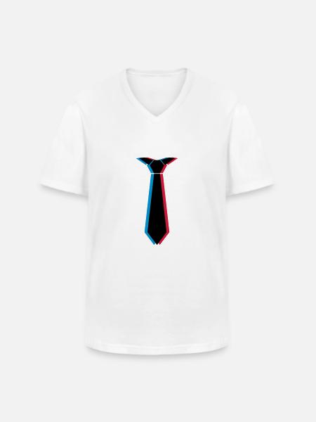 3d_krawatte_3c - Männer-T-Shirt mit V-Ausschnitt - Weiß