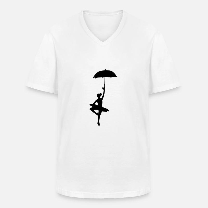 ballerina_dancer mit Regenschirm - Männer-T-Shirt mit V-Ausschnitt - Weiß