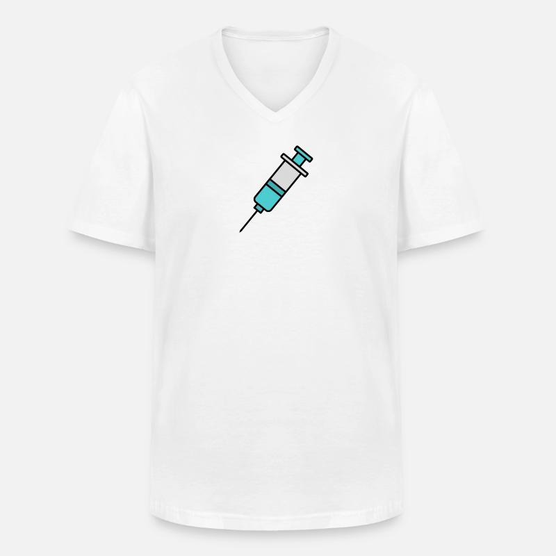 Spritze | Pro Impfung & Wissenschaft Statement - Männer-T-Shirt mit V-Ausschnitt - Weiß