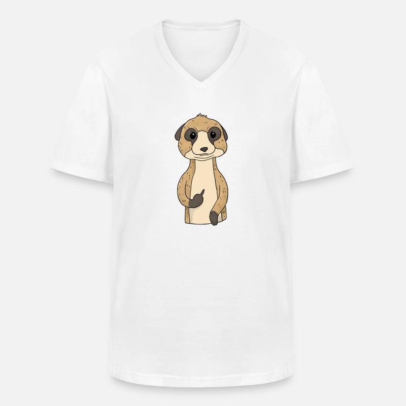 Mürrisches Erdmännchen mit Mittelfinger - Männer-T-Shirt mit V-Ausschnitt - Weiß