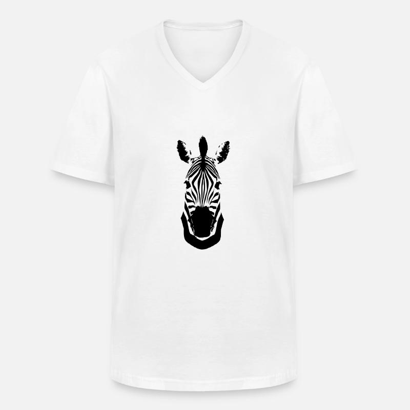 Zebra - Männer-T-Shirt mit V-Ausschnitt - Weiß