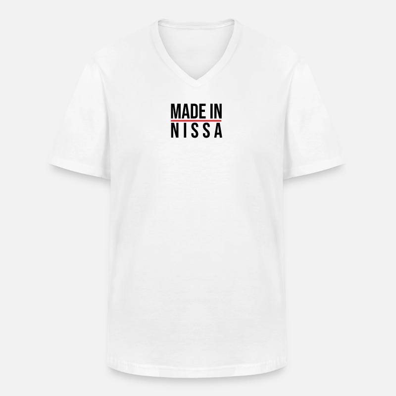 Prodotto in Nissa - Maglietta da uomo classica con scollo a V - bianco