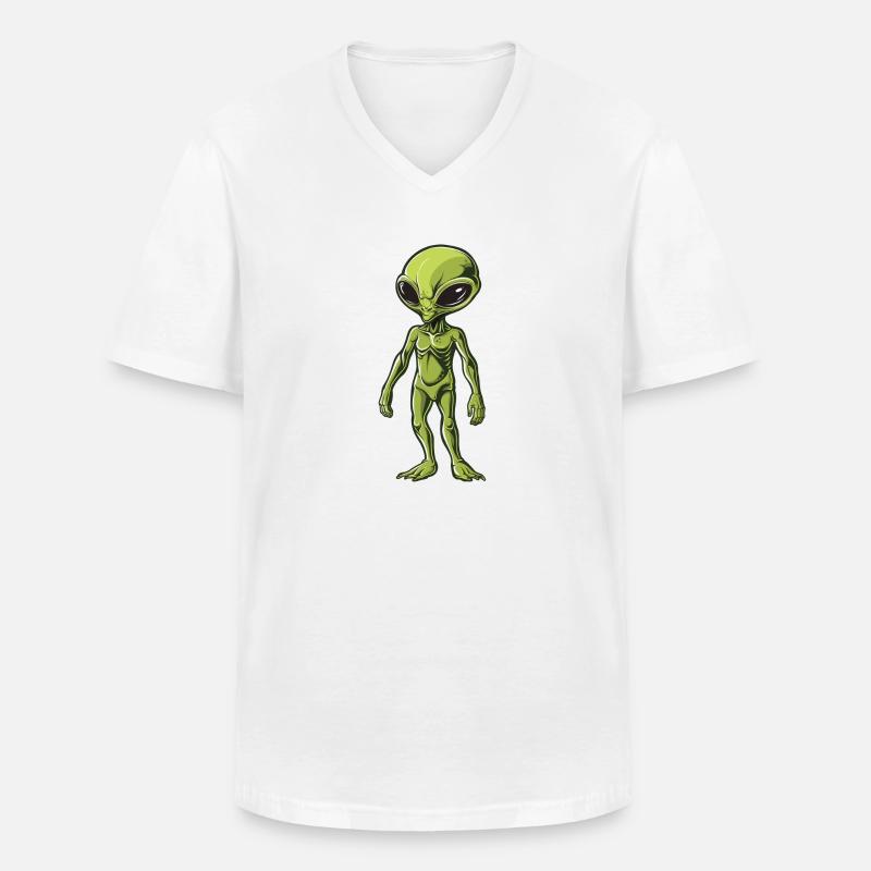 Kleiner Alien - Männer-T-Shirt mit V-Ausschnitt - Weiß