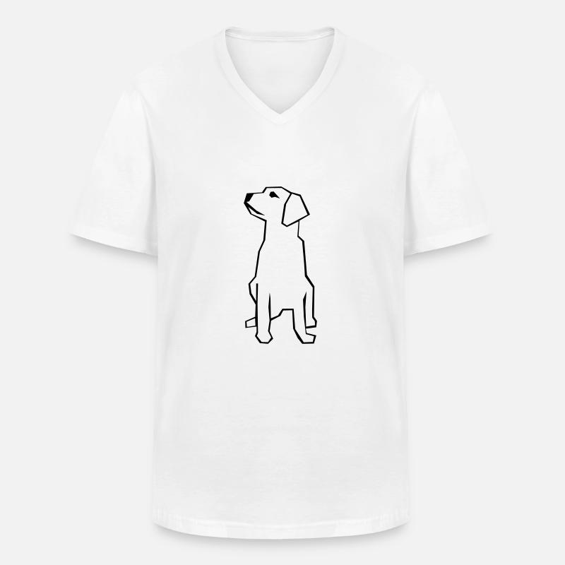 Hund - Männer-T-Shirt mit V-Ausschnitt - Weiß