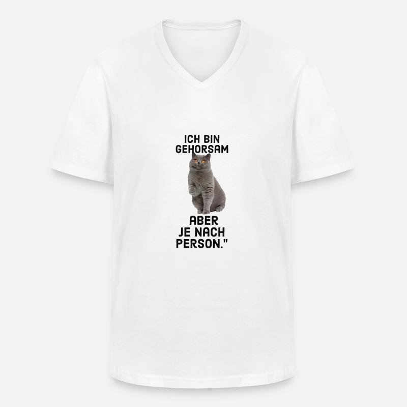 Lustiger katze mit Spruch - Männer-T-Shirt mit V-Ausschnitt - Weiß