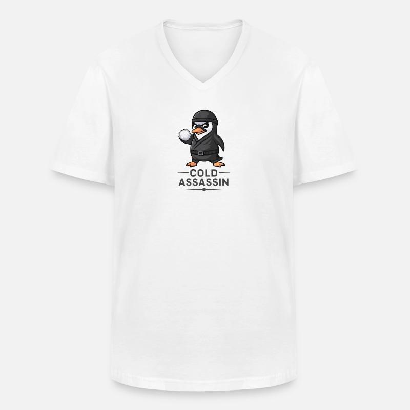 Ninja-Pinguin - Männer-T-Shirt mit V-Ausschnitt - Weiß