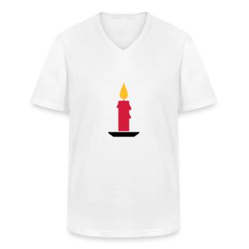 Candle - Men's V-Neck T-Shirt - white - Front - AI Model Male 185 light (185cm)