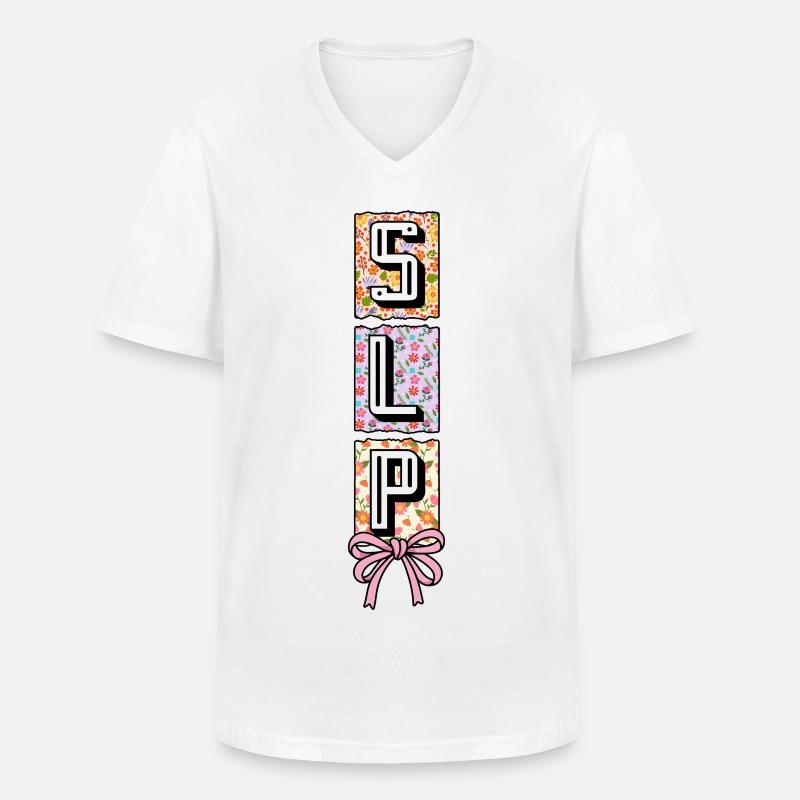 SLP Speech Language Pathology Speech Therapist - Men's V-Neck T-Shirt - white