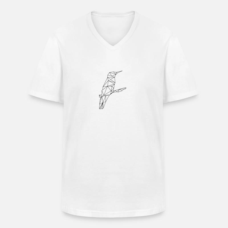 Low Poly Art - Kolibri - Männer-T-Shirt mit V-Ausschnitt - Weiß