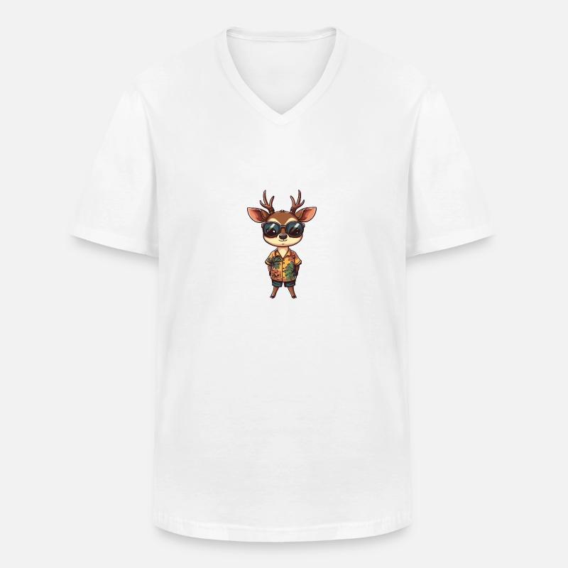 Deer Comic Cool Summer - Men's V-Neck T-Shirt - white