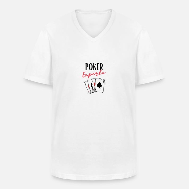 Poker Experte - Männer-T-Shirt mit V-Ausschnitt - Weiß