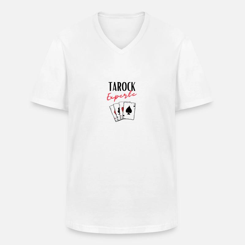Tarock Experte - Männer-T-Shirt mit V-Ausschnitt - Weiß
