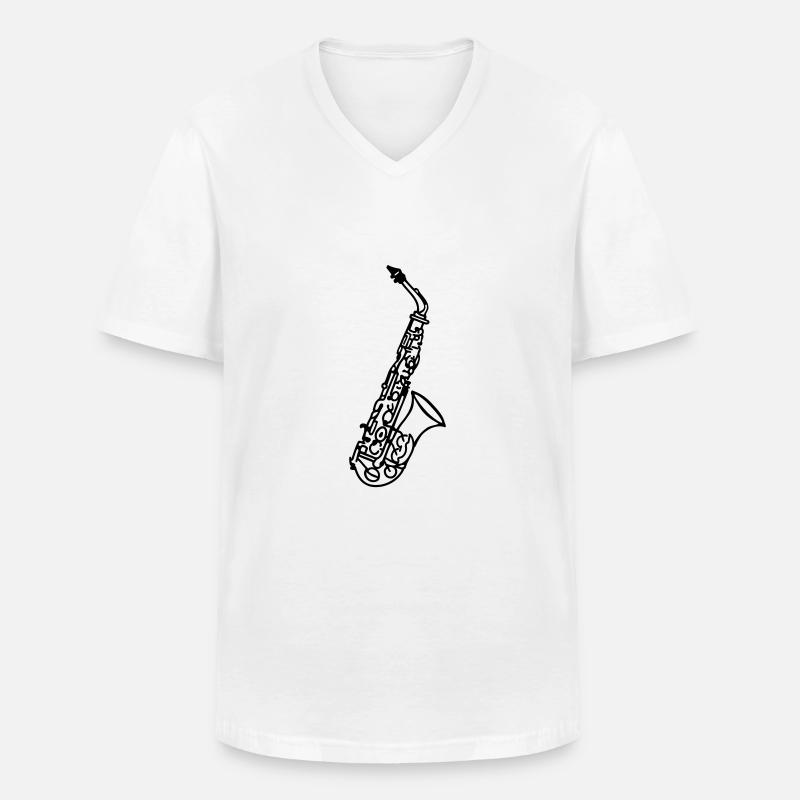 Saxophon - Männer-T-Shirt mit V-Ausschnitt - Weiß