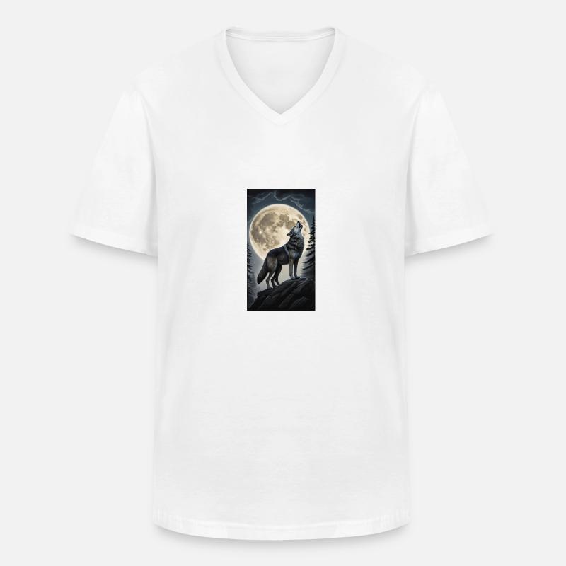 Wolf - Männer-T-Shirt mit V-Ausschnitt - Weiß