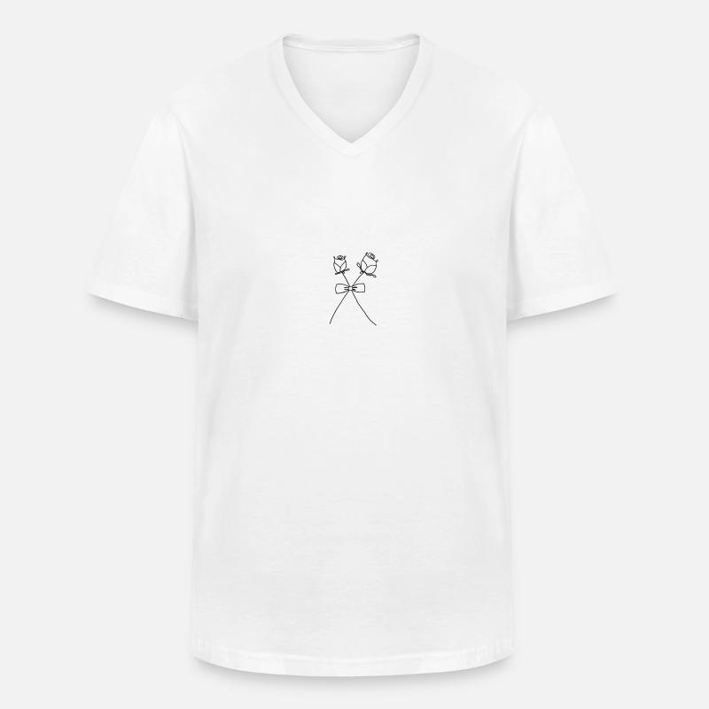 Vereinte Rosen - Männer-T-Shirt mit V-Ausschnitt - Weiß