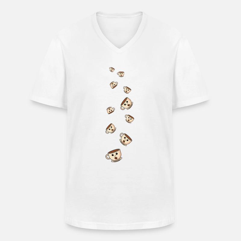 Kaffee Comic - Männer-T-Shirt mit V-Ausschnitt - Weiß