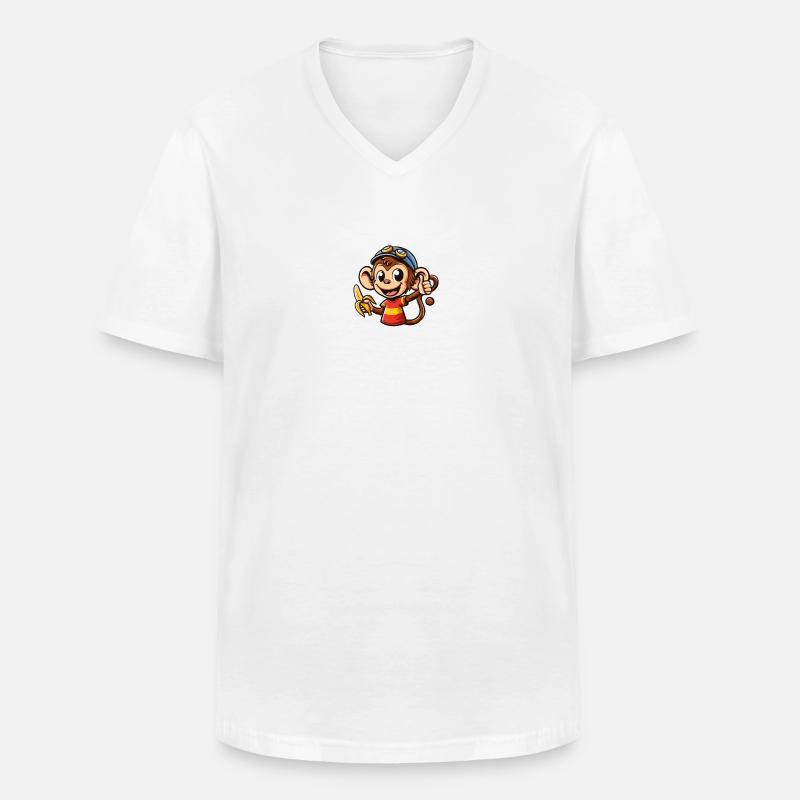 Cartoon Affe 1 - Männer-T-Shirt mit V-Ausschnitt - Weiß