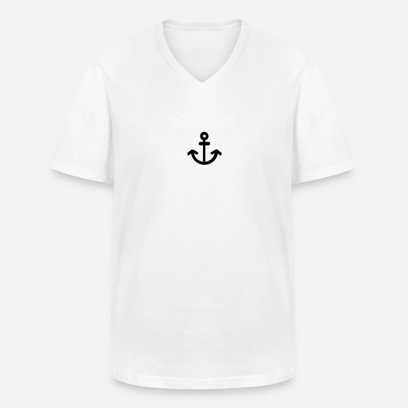 Anker / Anker - Männer-T-Shirt mit V-Ausschnitt - Weiß