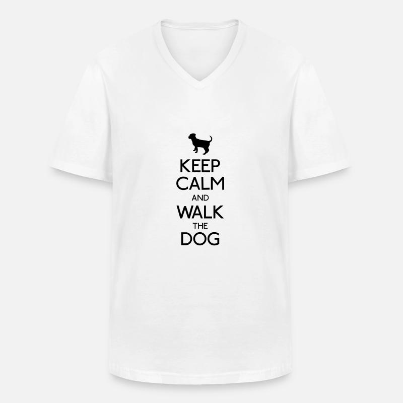 Keep Calm Dog - Männer-T-Shirt mit V-Ausschnitt - Weiß