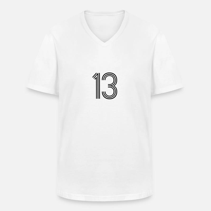 13 - Männer-T-Shirt mit V-Ausschnitt - Weiß